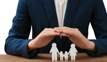 hand protect family in form of insurance and investment