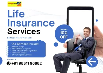 man seated with black suit shows online free services list with contact number