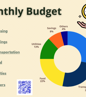 cream colour with colour ful pie chart showing budget allocation